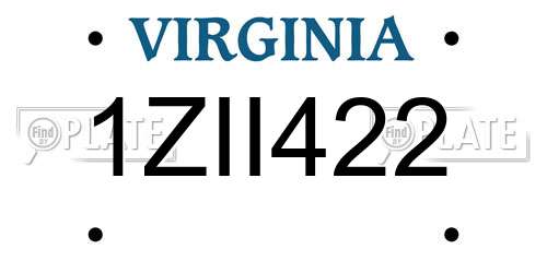 1ZII422 Virginia License Plate