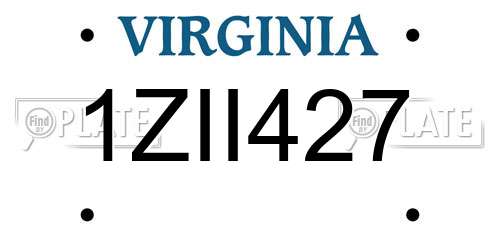1ZII427 Virginia License Plate