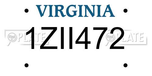1ZII472 Virginia License Plate