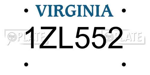 1ZL552 Virginia License Plate