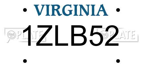 1ZLB52 Virginia License Plate