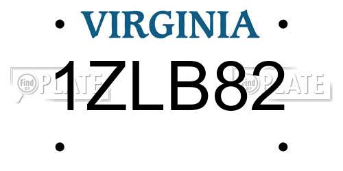 1ZLB82 Virginia License Plate