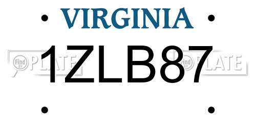 1ZLB87 Virginia License Plate