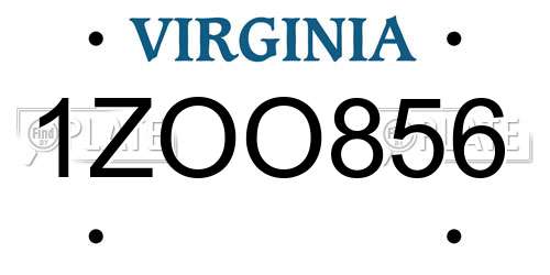 1ZOO856 Virginia License Plate
