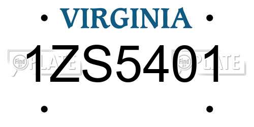 1ZS5401 Virginia License Plate