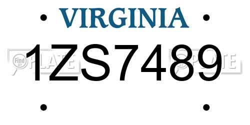 1ZS7489 Virginia License Plate