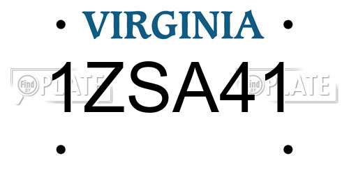 1ZSA41 Virginia License Plate