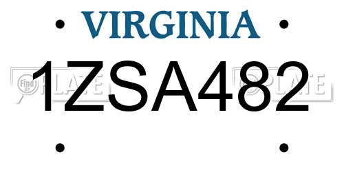 1ZSA482 Virginia License Plate