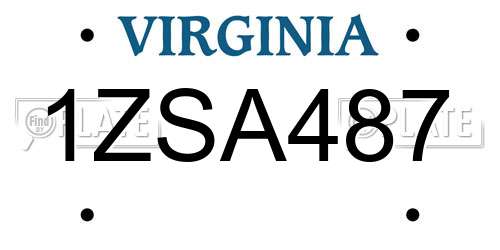 1ZSA487 Virginia License Plate