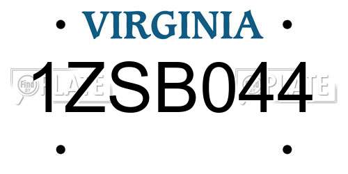 1ZSB044 Virginia License Plate