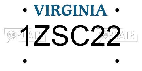 1ZSC22 Virginia License Plate