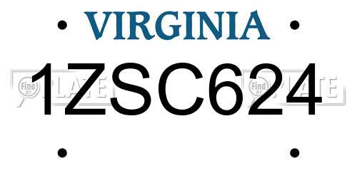 1ZSC624 Virginia License Plate