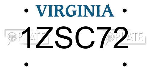 1ZSC72 Virginia License Plate