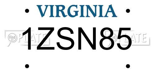 1ZSN85 Virginia License Plate