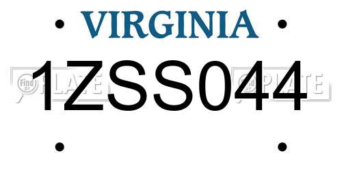 1ZSS044 Virginia License Plate