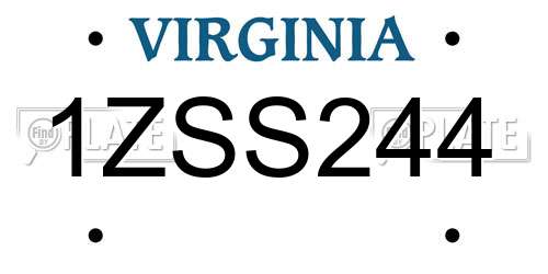 1ZSS244 Virginia License Plate