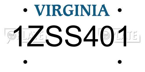 1ZSS401 Virginia License Plate