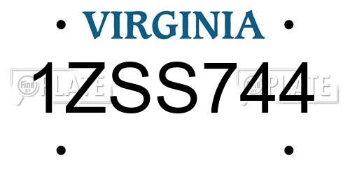 1ZSS744 Virginia License Plate