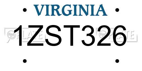 1ZST326 Virginia License Plate