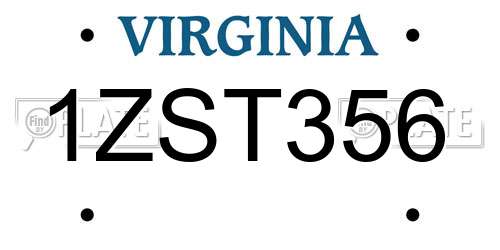 1ZST356 Virginia License Plate