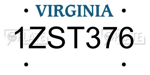 1ZST376 Virginia License Plate