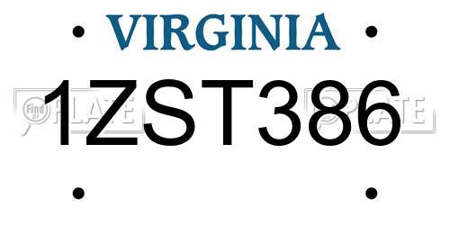 1ZST386 Virginia License Plate