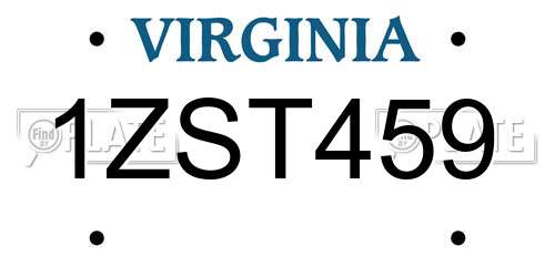 1ZST459 Virginia License Plate