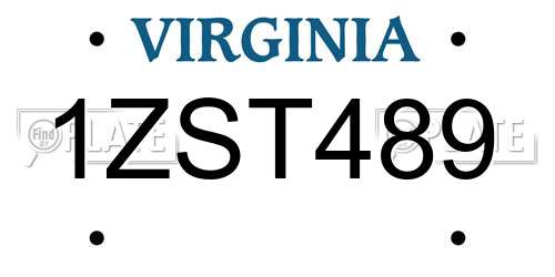 1ZST489 Virginia License Plate