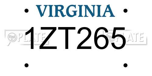 1ZT265 Virginia License Plate