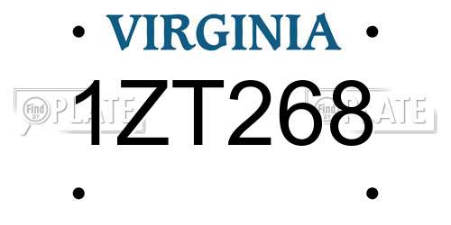1ZT268 Virginia License Plate