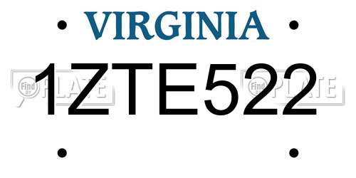 1ZTE522 Virginia License Plate