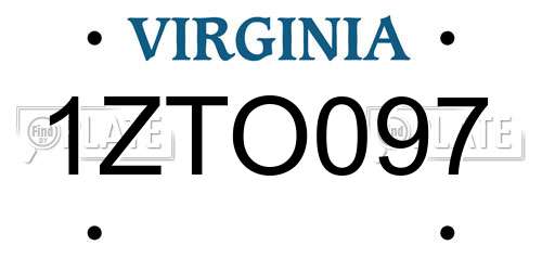 1ZTO097 Virginia License Plate