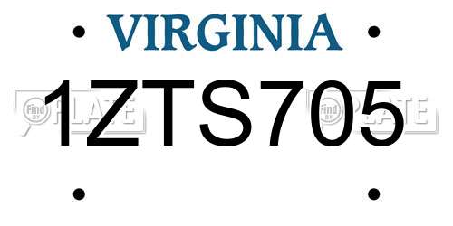 1ZTS705 Virginia License Plate