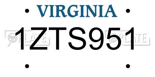 1ZTS951 Virginia License Plate