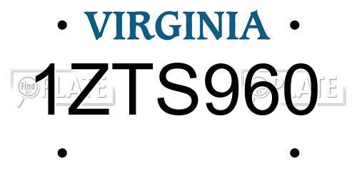 1ZTS960 Virginia License Plate