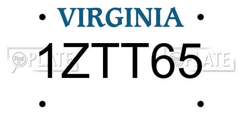 1ZTT65 Virginia License Plate