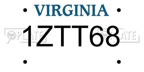 1ZTT68 Virginia License Plate