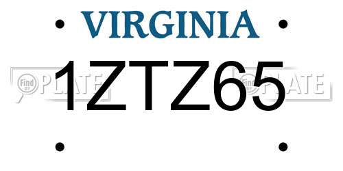 1ZTZ65 Virginia License Plate