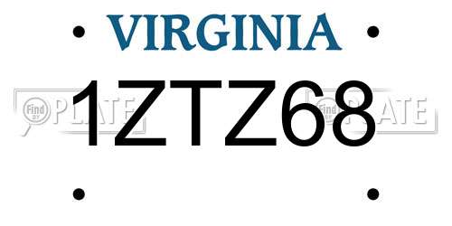 1ZTZ68 Virginia License Plate