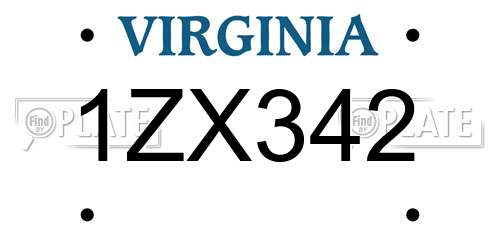 1ZX342 Virginia License Plate