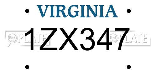 1ZX347 Virginia License Plate