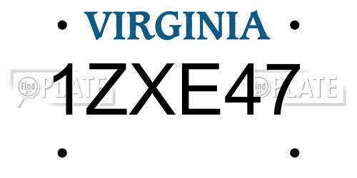 1ZXE47 Virginia License Plate