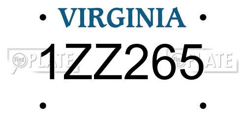 1ZZ265 Virginia License Plate