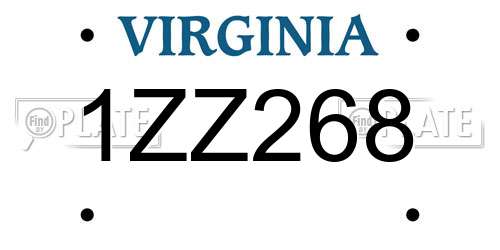 1ZZ268 Virginia License Plate