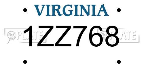 1ZZ768 Virginia License Plate