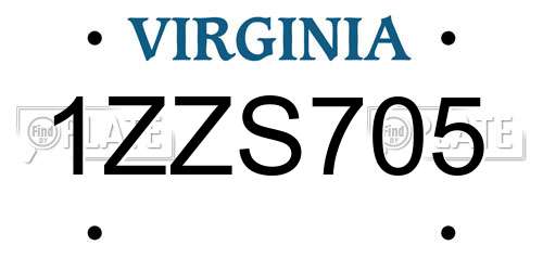 1ZZS705 Virginia License Plate
