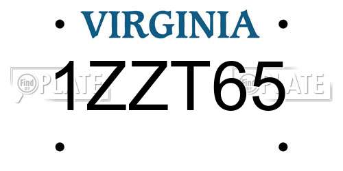 1ZZT65 Virginia License Plate