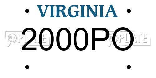 2000PO Virginia License Plate
