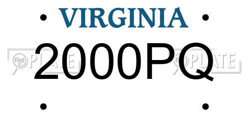2000PQ Virginia License Plate