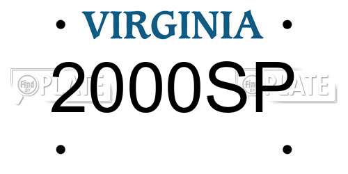 2000SP Virginia License Plate